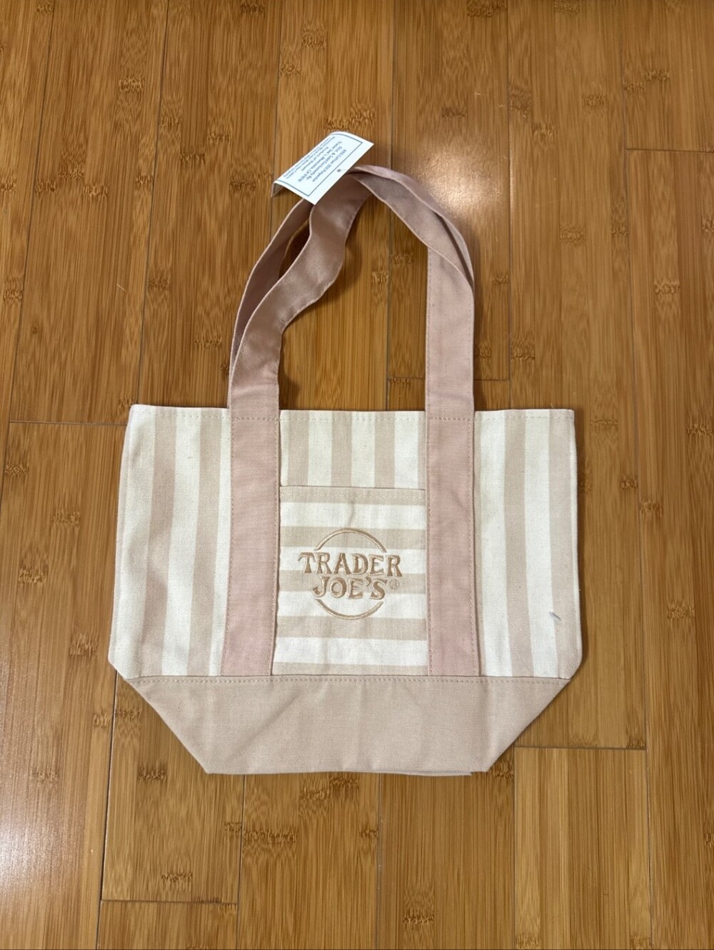 New Trader Joe's Beige Stripe Canvas Tote Bag